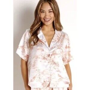 L Space Pajama Top Satiny Soft Comfy Nova Sleepwear Shirt Only Small NWT